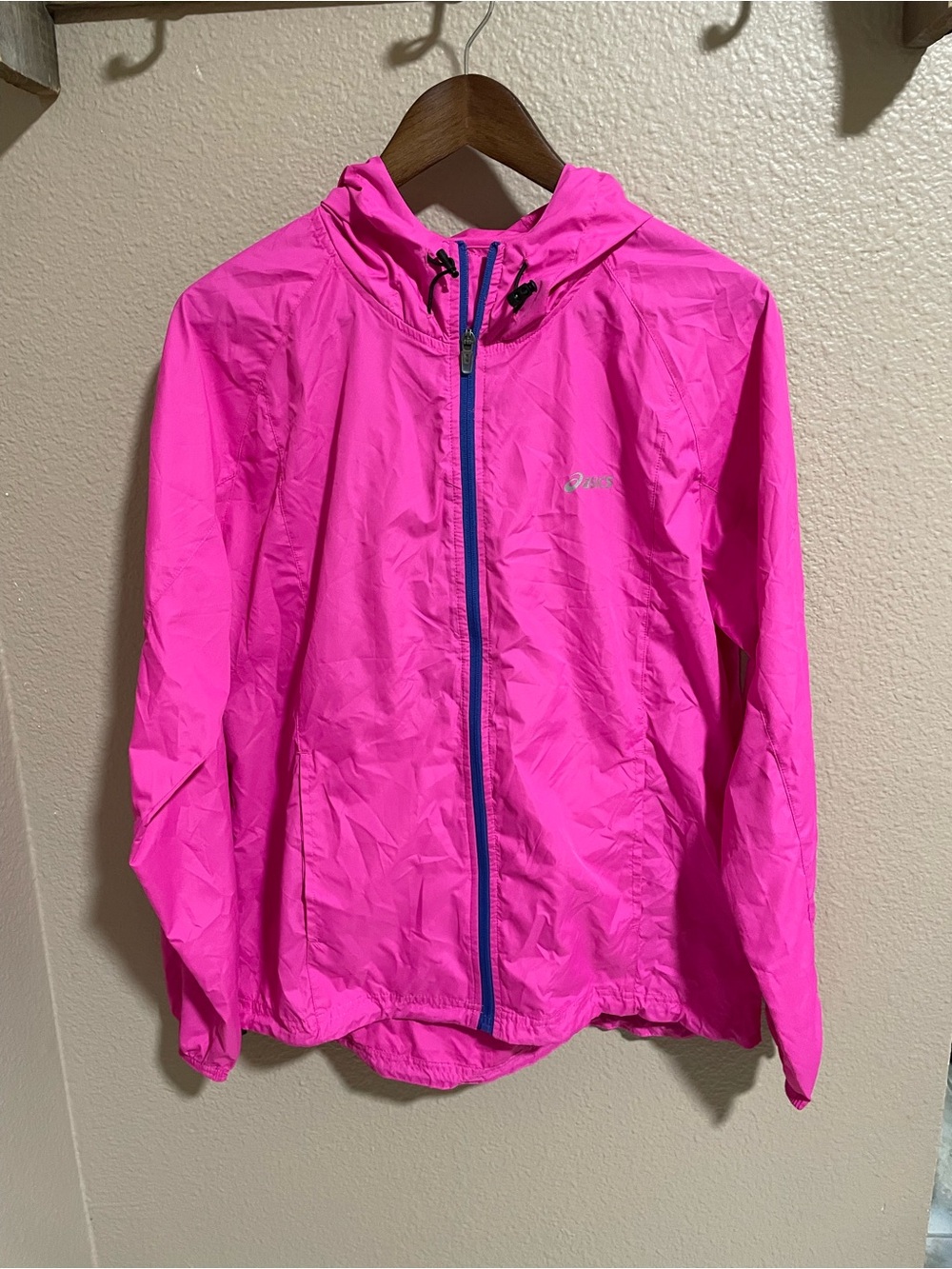 ASICS Pink Hooded Packable Water resistant Windbreaker Jacket